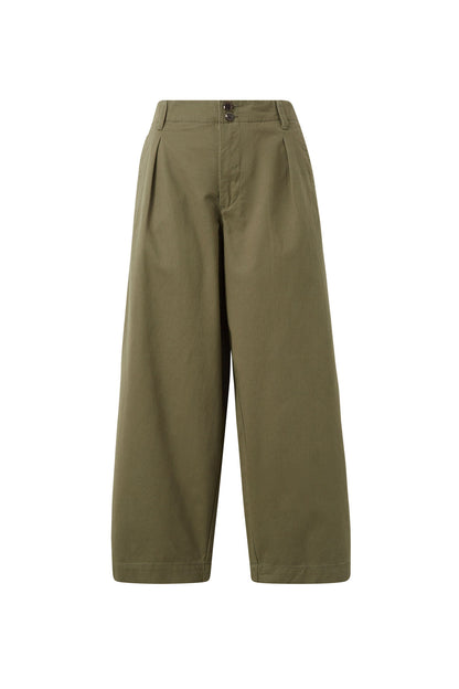 Pleat Twill Pants - Soft Olive