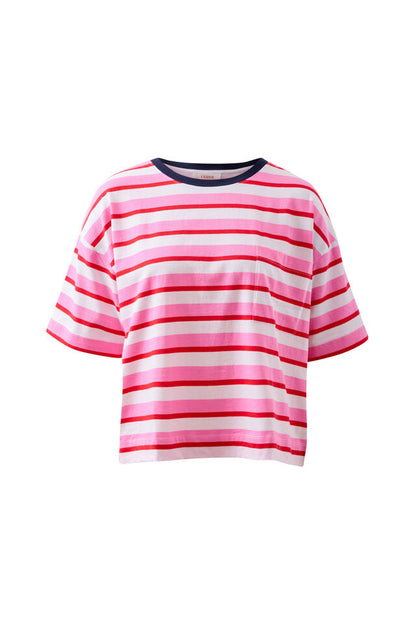 Boa Boxy Pocket Tee - Hibiscus Stripe