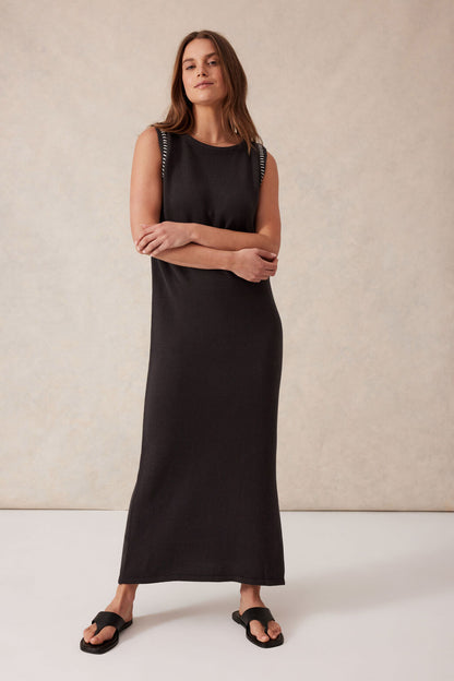 Boat Neck Midi Dress - Phantom