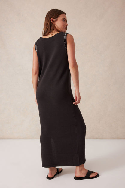 Boat Neck Midi Dress - Phantom