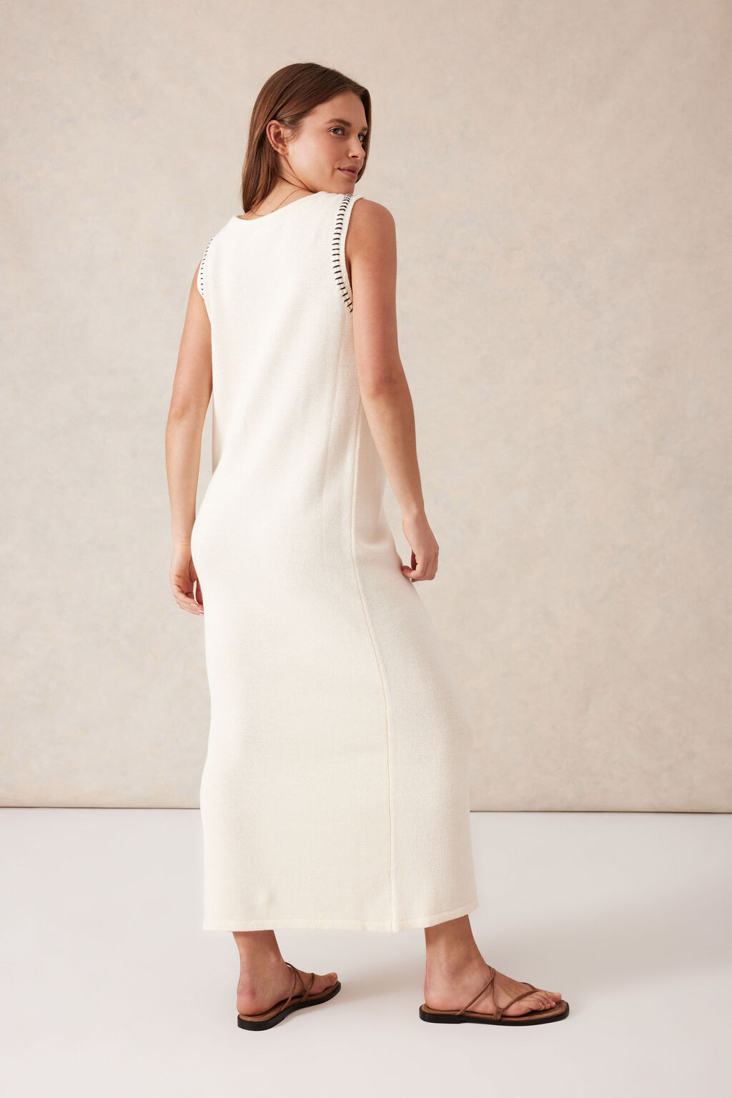 Boat Neck Midi Dress - Eggshell