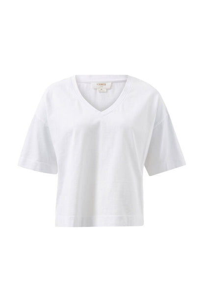 Boxy V Neck Tee - White