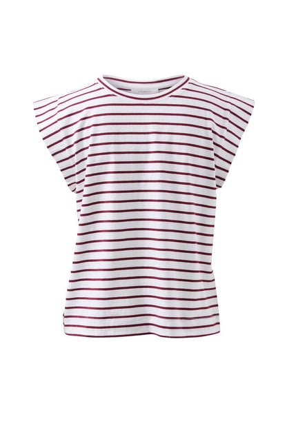 Extended Shoulder Tee - Pomegranate Stripe
