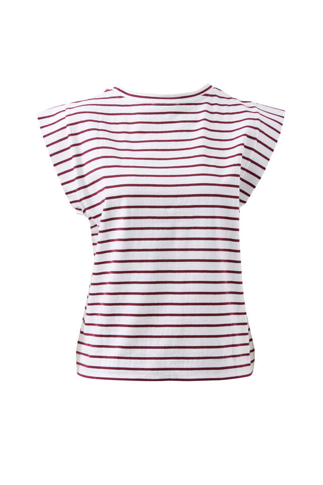 Extended Shoulder Tee - Pomegranate Stripe