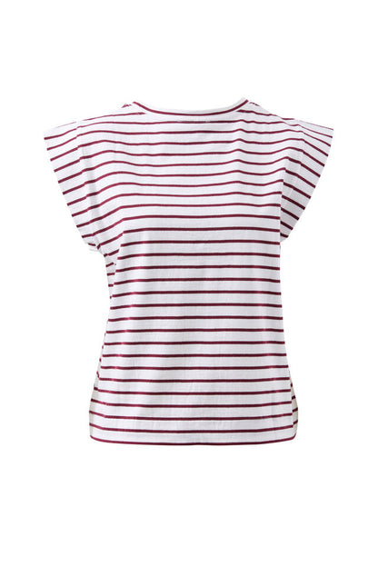 Extended Shoulder Tee - Pomegranate Stripe