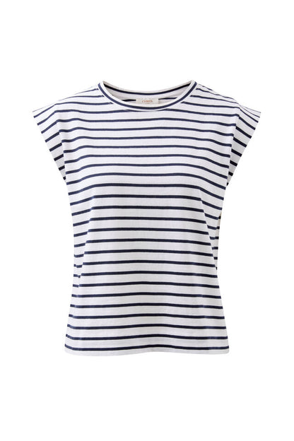 Extended Shoulder Tee - French Navy Stripe