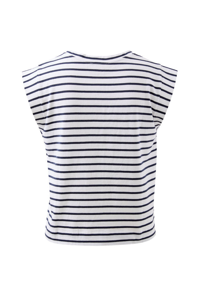 Extended Shoulder Tee - French Navy Stripe