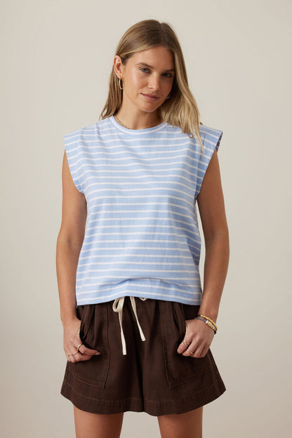 Extended Shoulder Tee - China Blue