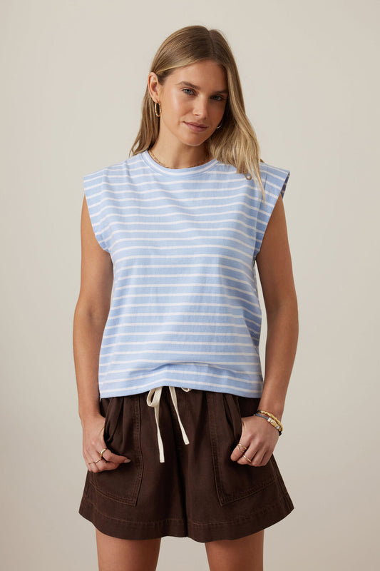 Extended Shoulder Tee - China Blue