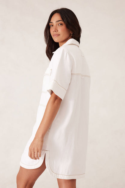 Side Pocket Boxy Dress - Fresh Ecru