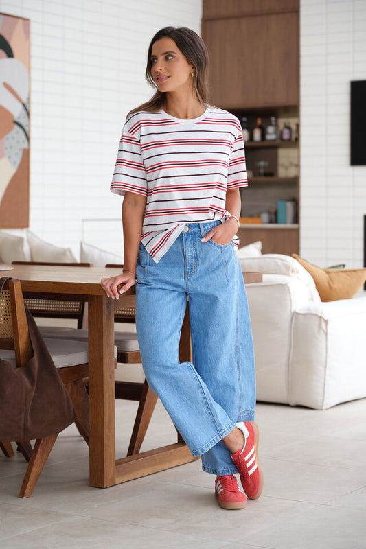 Darted Barrel Jean - Vintage Blue