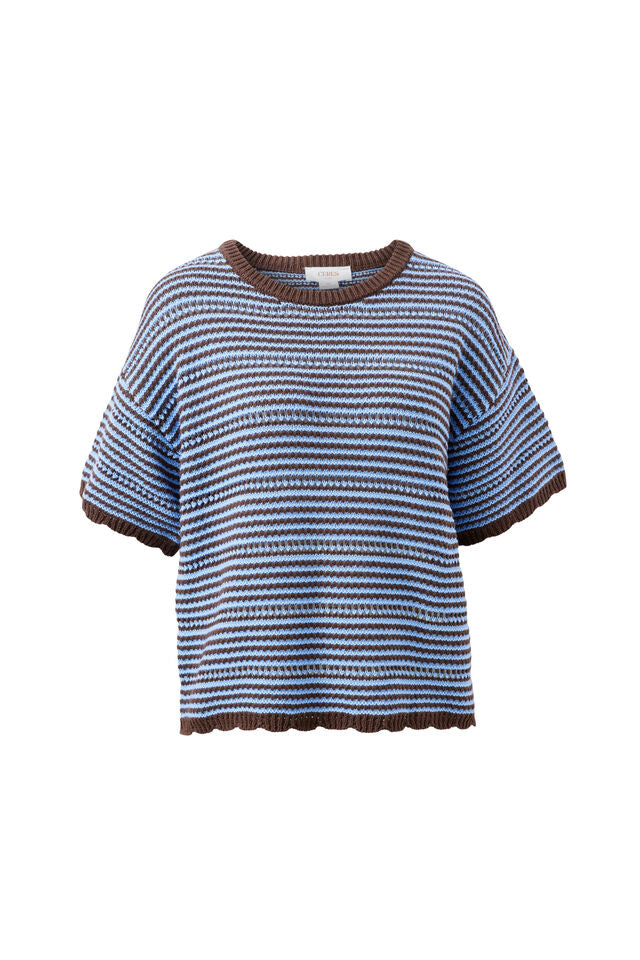 Nina Boxy knit - Brunette Sky Blue Stripe