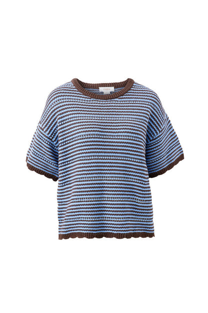 Nina Boxy knit - Brunette Sky Blue Stripe