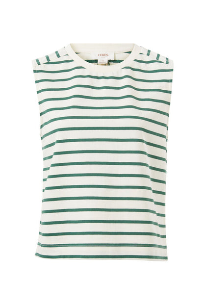 Sporty Terry Top - Pine Green Stripe