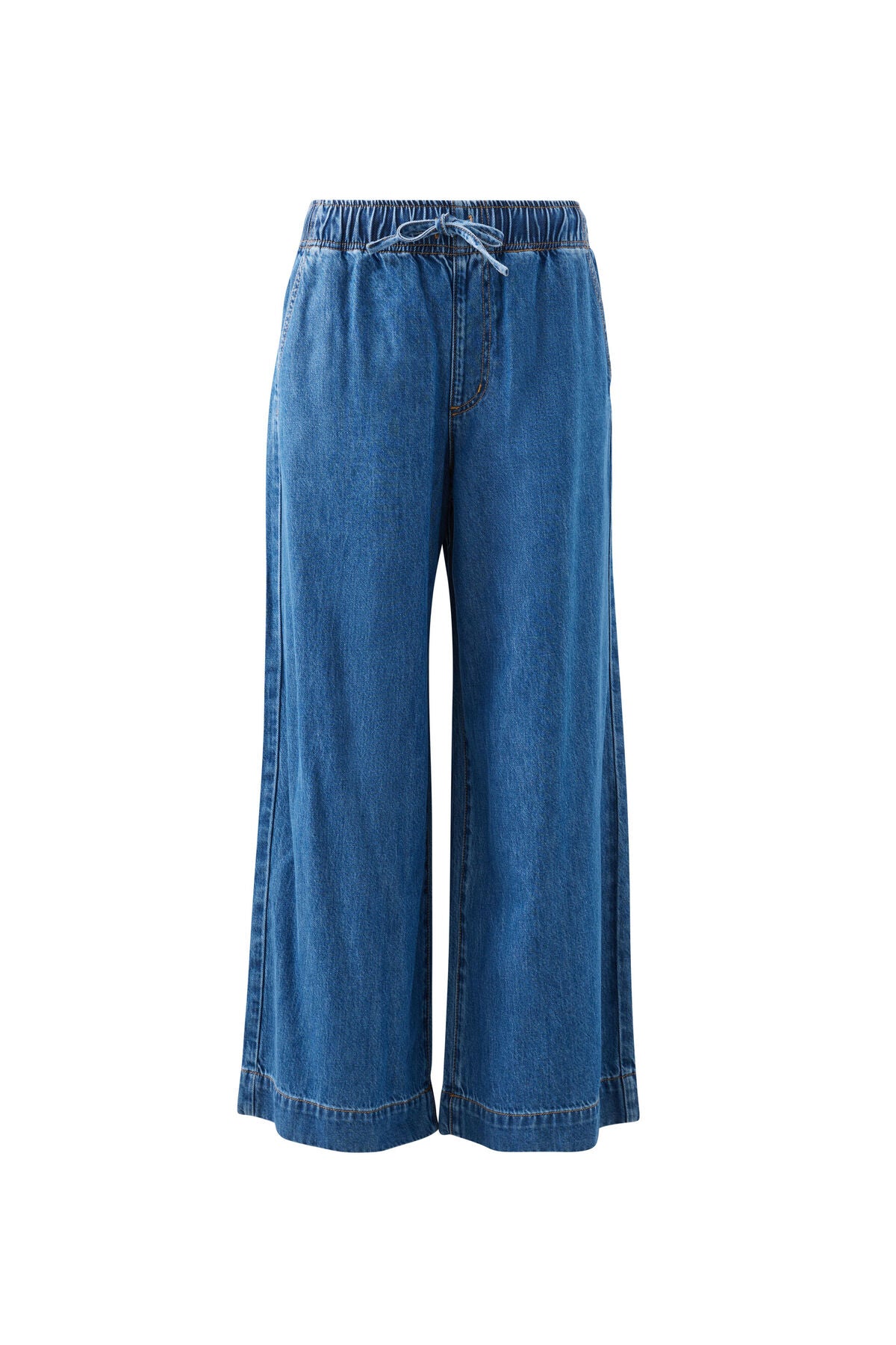 Andie Wide Leg Drawstring Pant- Fresh Indigo