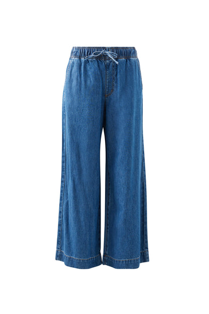 Andie Wide Leg Drawstring Pant- Fresh Indigo