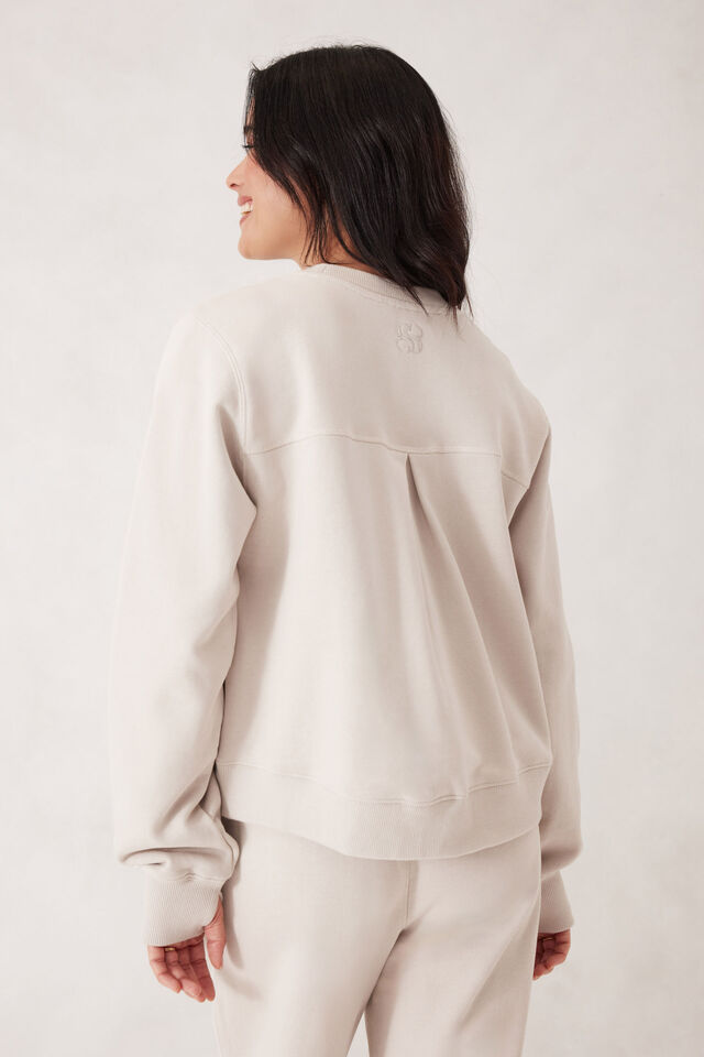 Alba Seamed Fleece Top - Almond