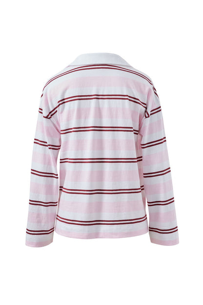 Shelby Slouchy Rugby Top - Sunfaded Pink Mulberry Stripe