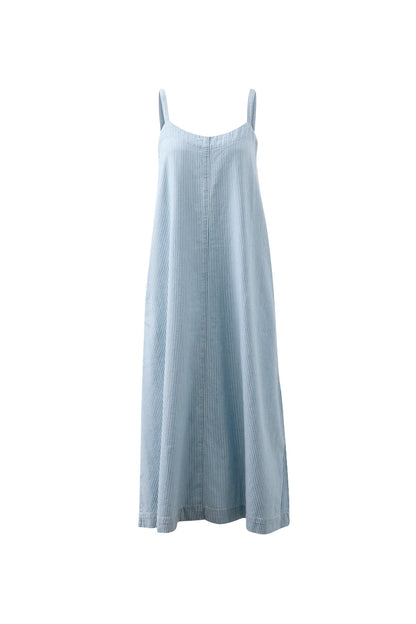 Remy Strappy Midi Dress - Indigo White Stripe