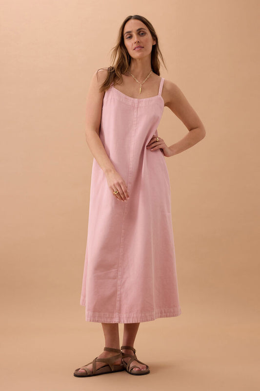 Remy Strappy Midi Dress - Washed Pink