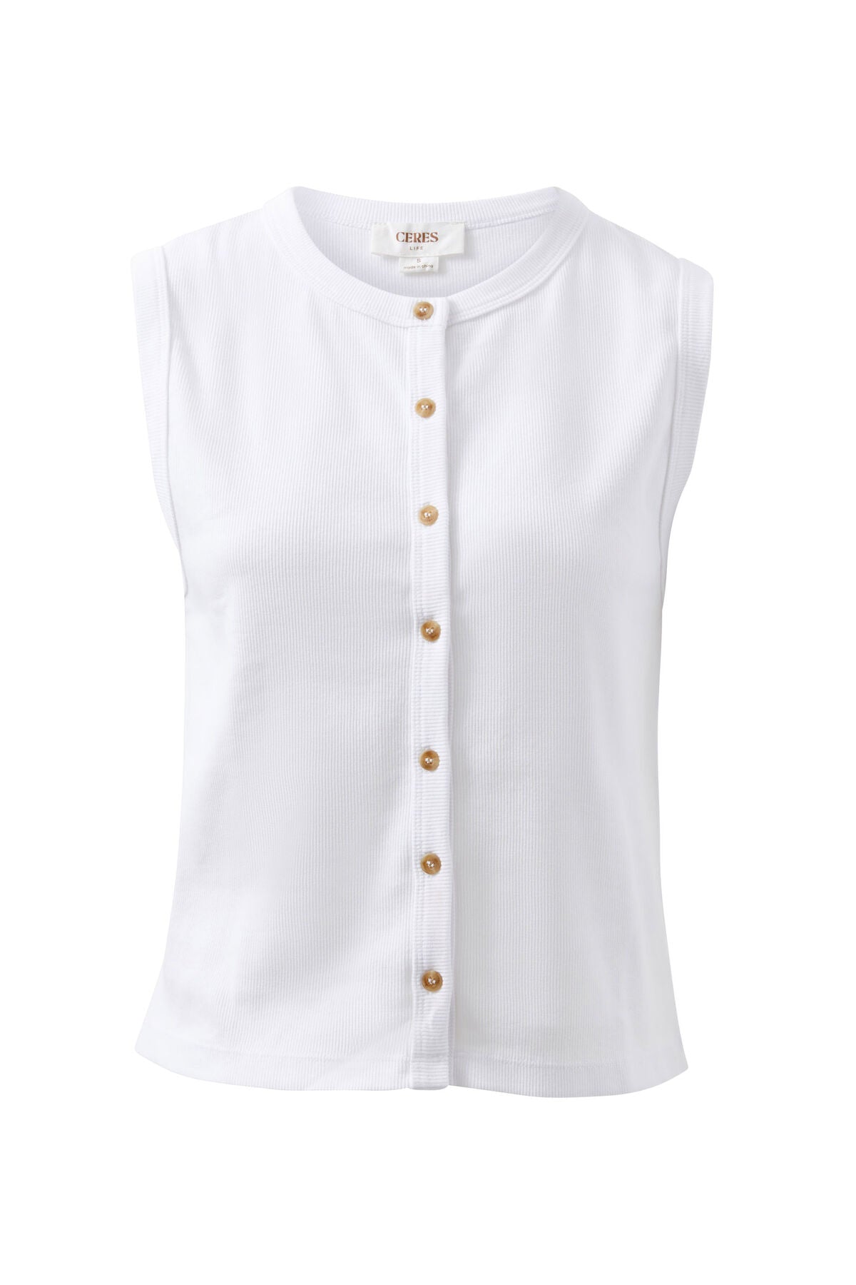 Lyla Button Through Tank - White