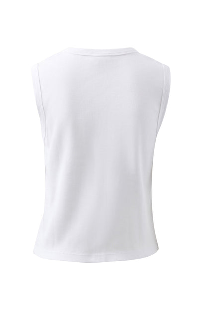 Lyla Button Through Tank - White