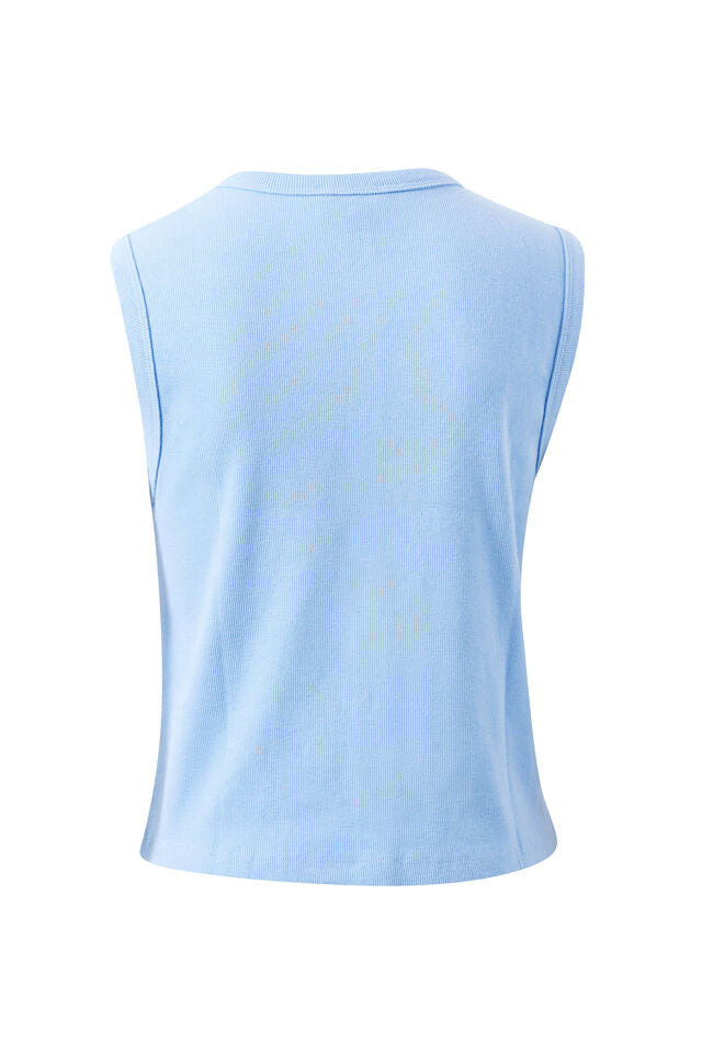 Lyla Button Through Tank - Sky Blue