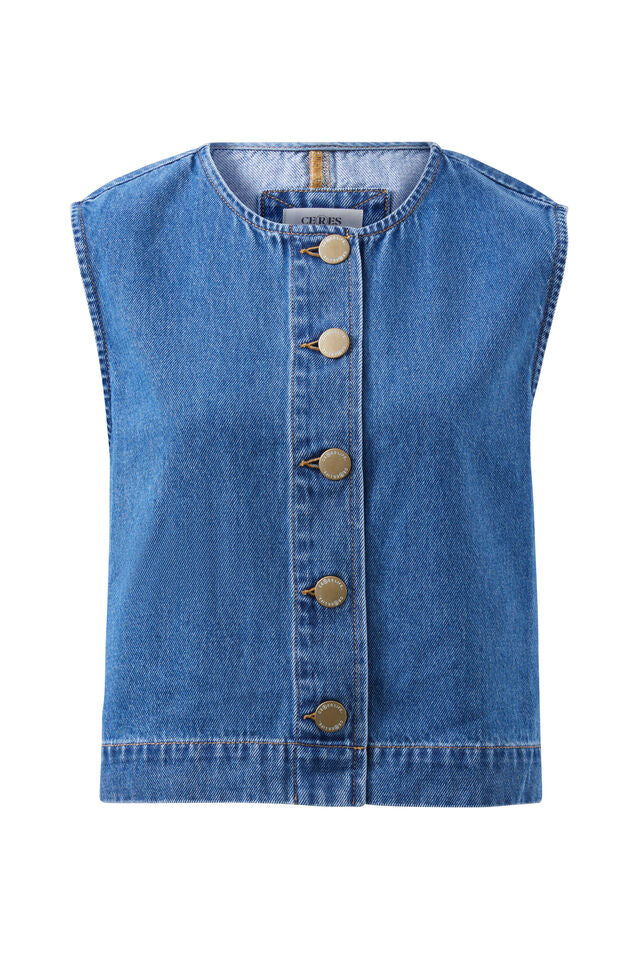 Nora Shell Top - Fresh Indigo