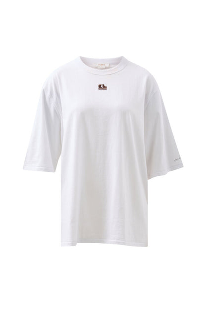 Liv Oversized Tee - Chocolate Embroidery