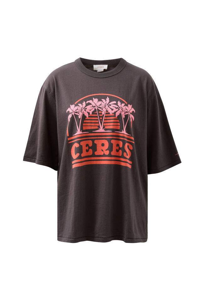 Liv Oversized Tee - Sunset Palms