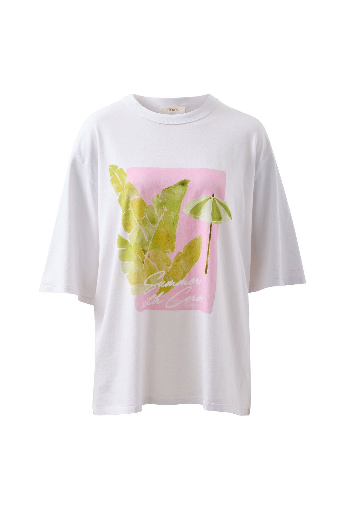 Liv Oversized Tee - Coastal Leaves
