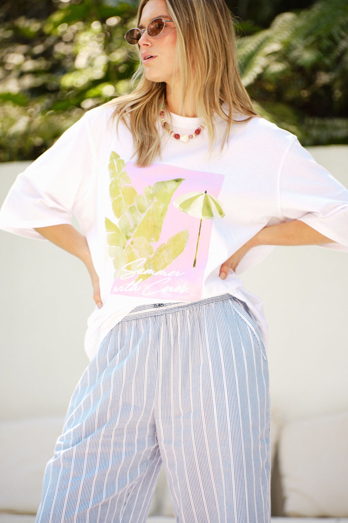 Liv Oversized Tee - Coastal Leaves