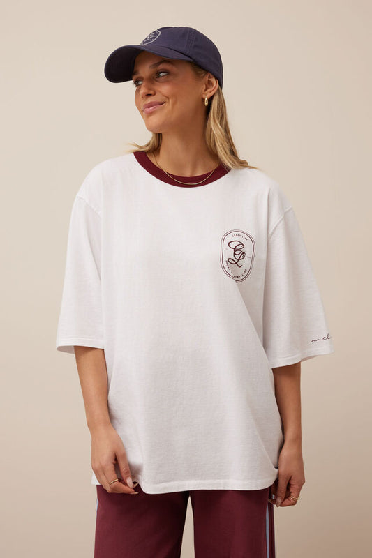 Liv Oversized Tee - Burgundy Sport Club