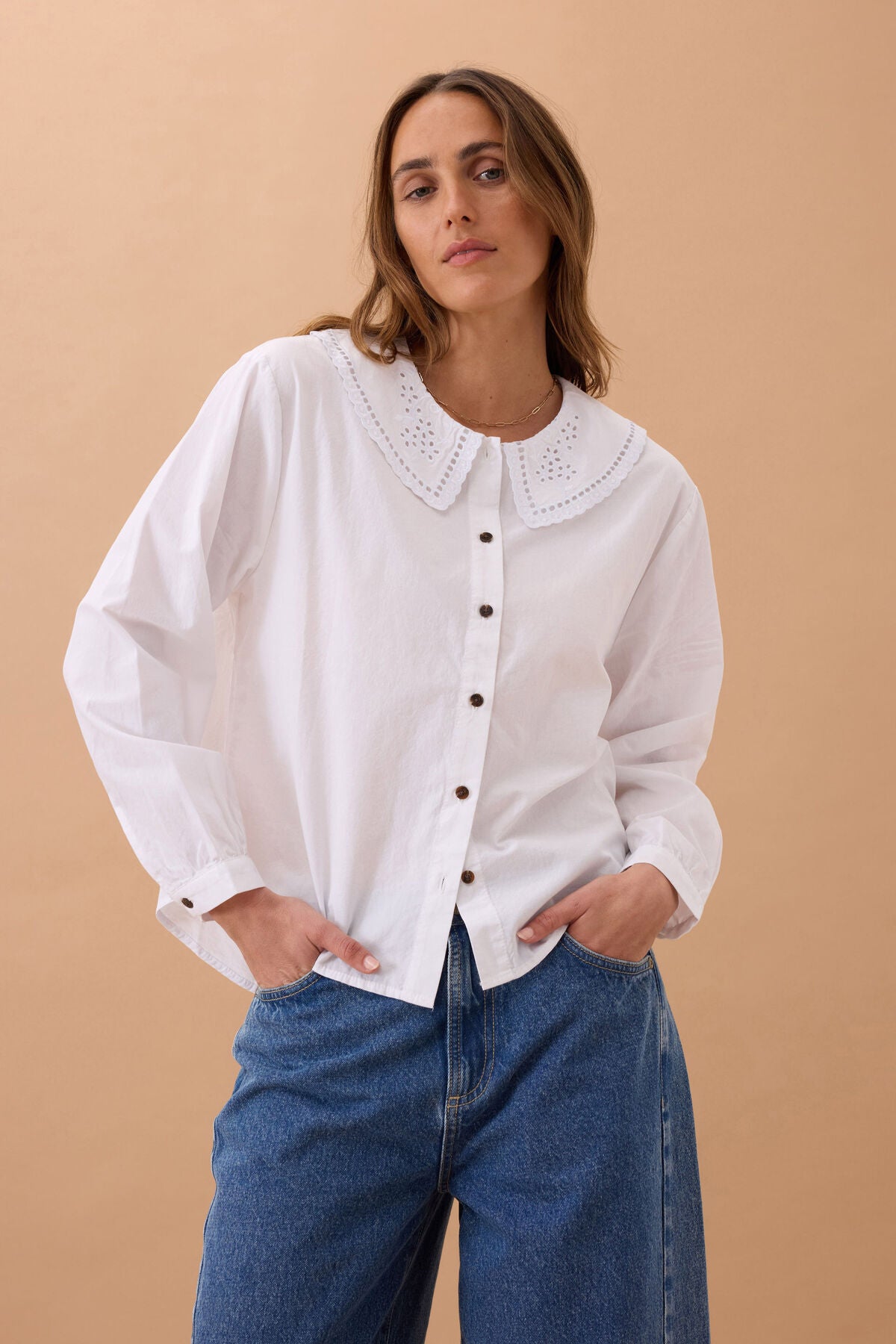 Alice Collared Top - White