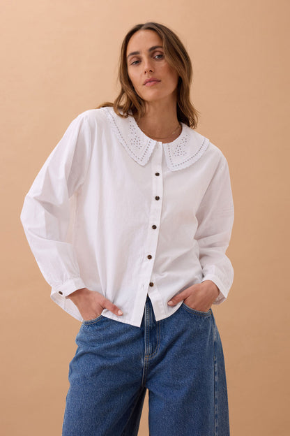 Alice Collared Top - White