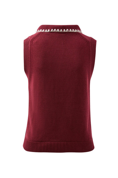 Cora Collared Button Knit - Pomegranate