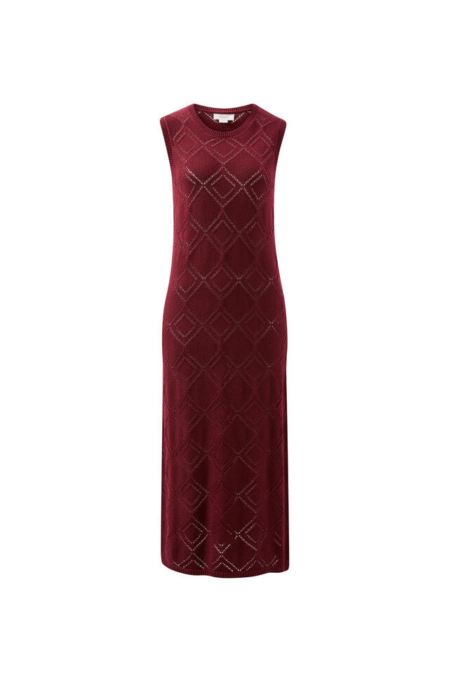 Daisy Diamond Knit Midi Dress - Pomegranate