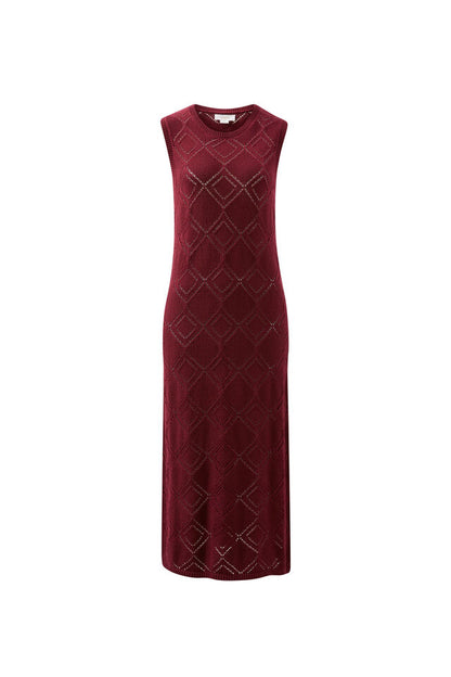 Daisy Diamond Knit Midi Dress - Pomegranate