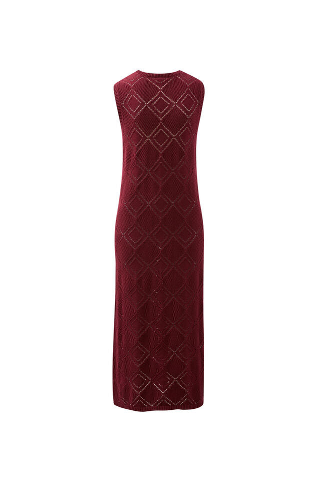Daisy Diamond Knit Midi Dress - Pomegranate