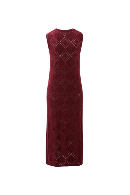 Daisy Diamond Knit Midi Dress - Pomegranate