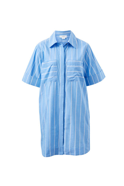 Sara Mini Shirt Dress - Oxford Blue Stripe