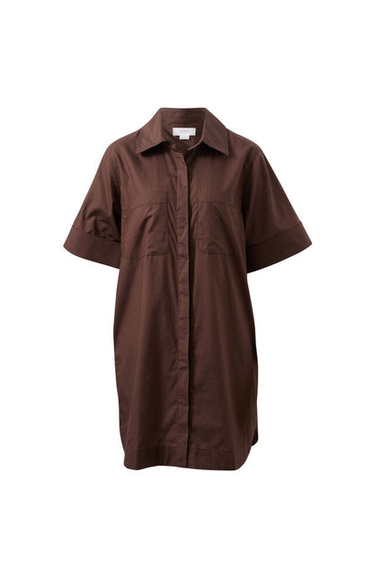 Sara Mini Shirt Dress - Bitter Chocolate
