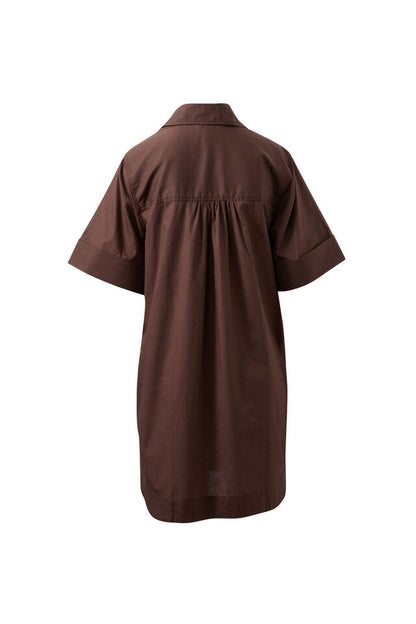 Sara Mini Shirt Dress - Bitter Chocolate