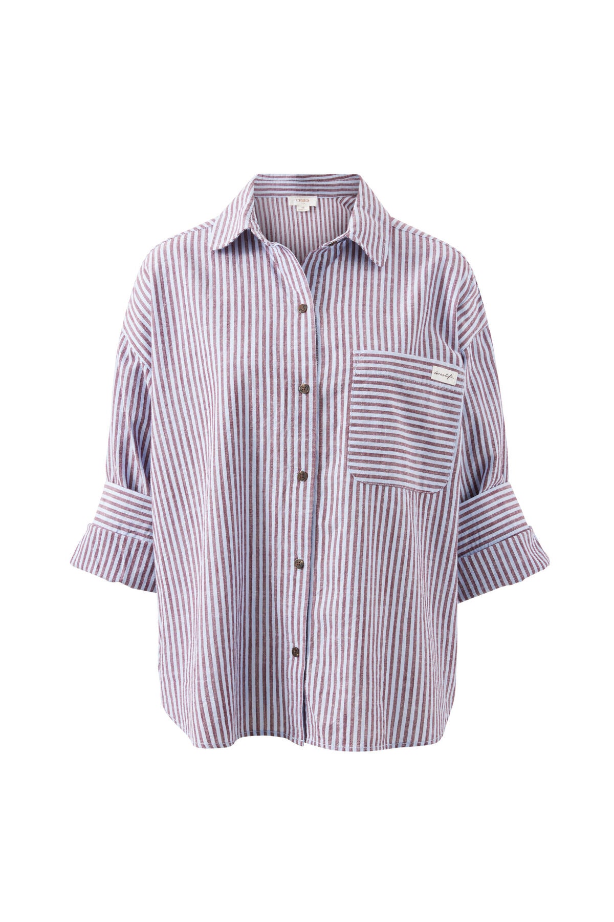 Miya Shirt - Wine Blue Stripe