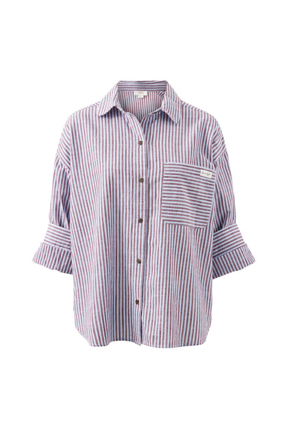 Miya Shirt - Wine Blue Stripe