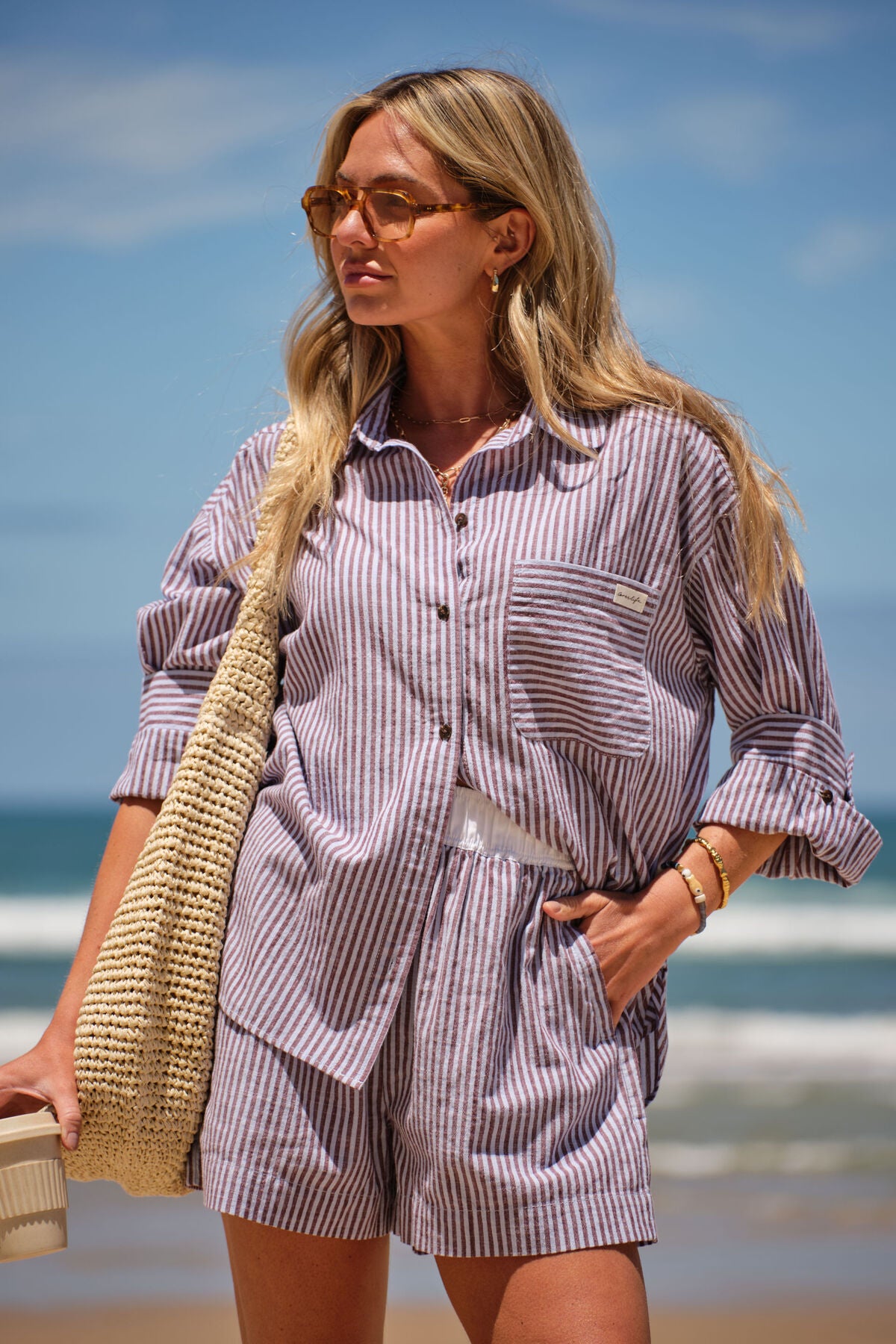 Miya Shirt - Wine Blue Stripe