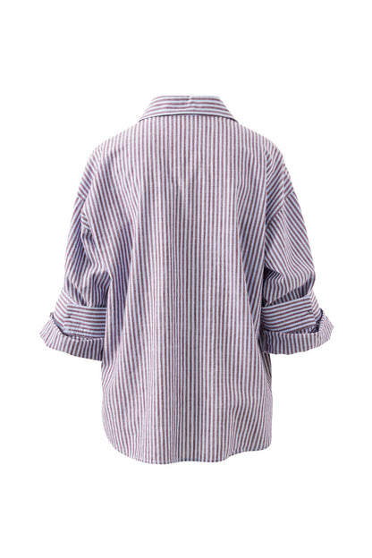 Miya Shirt - Wine Blue Stripe