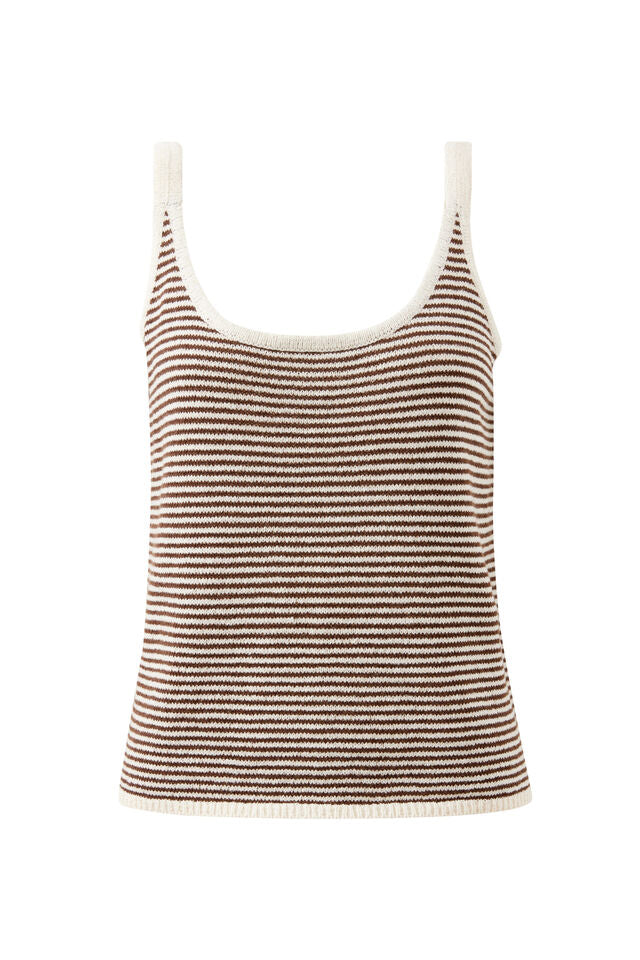 Fia Stripe Knit Tank - Chocolate