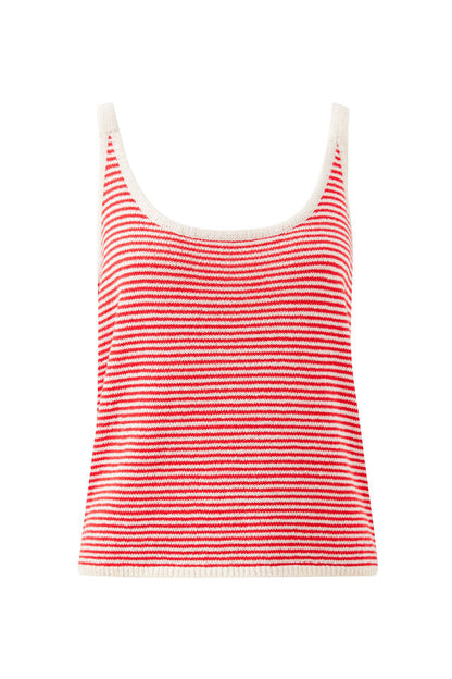 Fia Stripe Knit Tank - Fiery Red