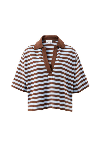 Arlie Short Sleeve Rugby - Chocolate Chalk Stripe